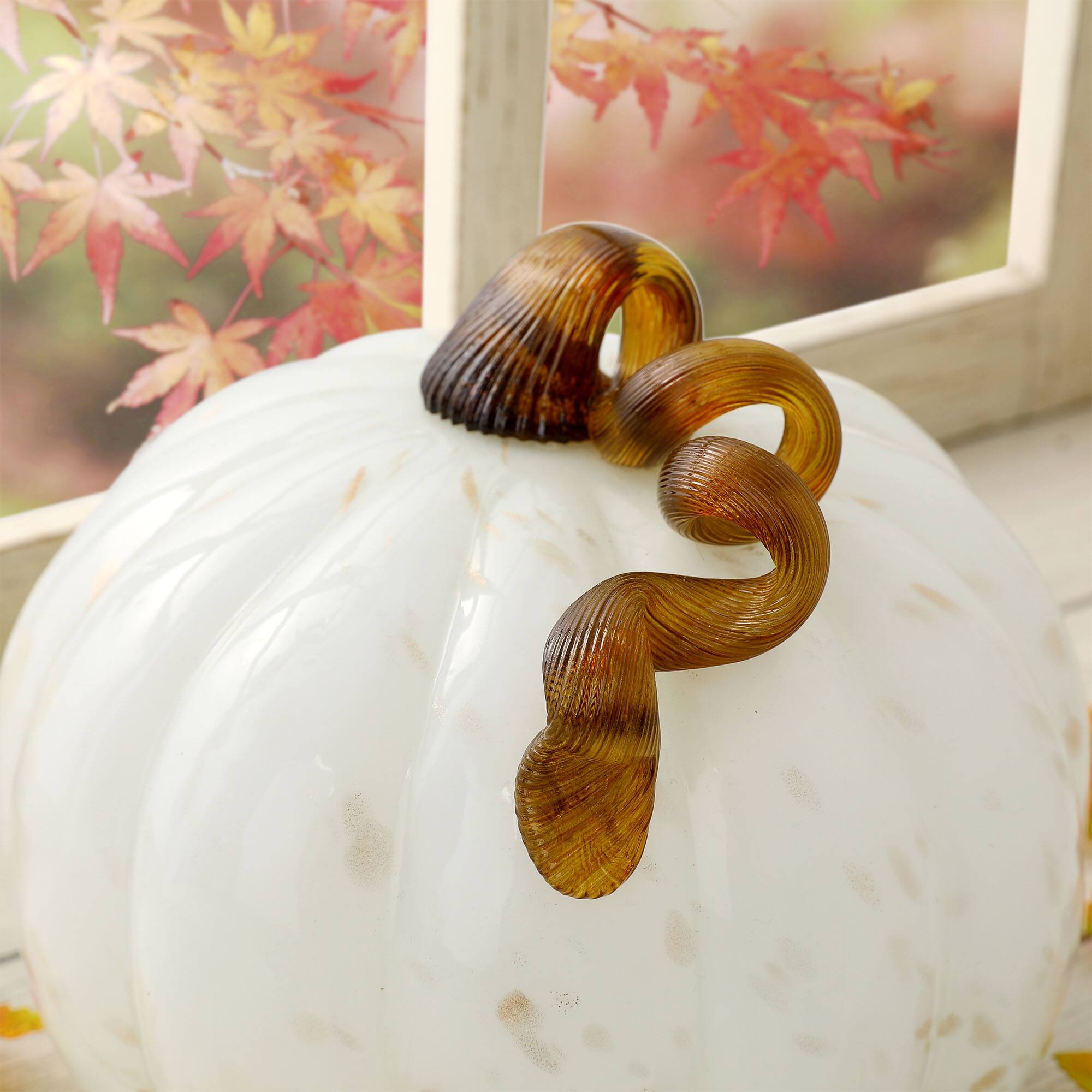 Glitzhome® Glass Pumpkin, Golden & White